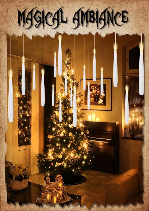 Hanging Floating Candles with Wand Remote