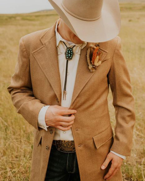 Men's Western Casual Long Sleeve Brown Coat Blazer