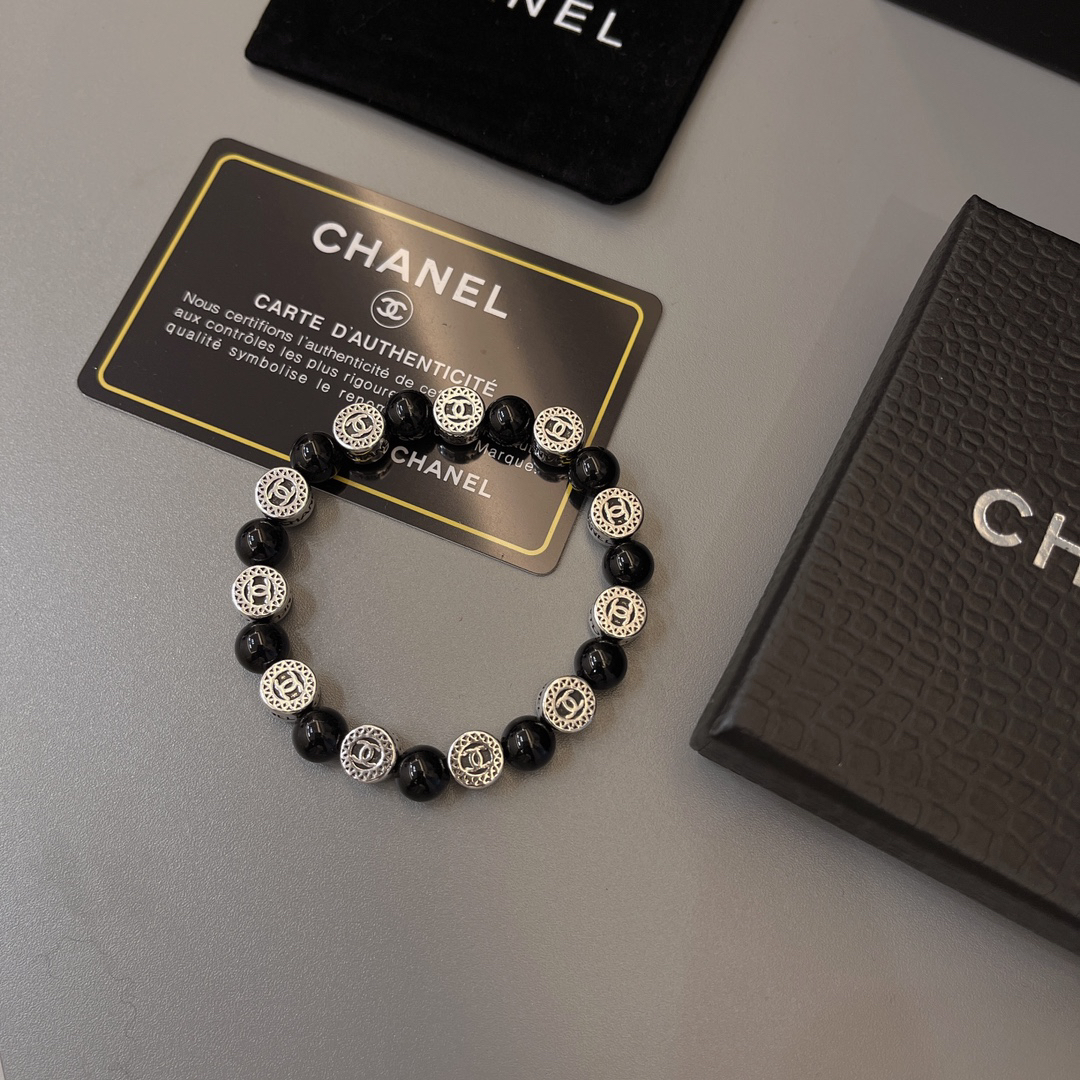 Chanel obsidian distressed bracelet