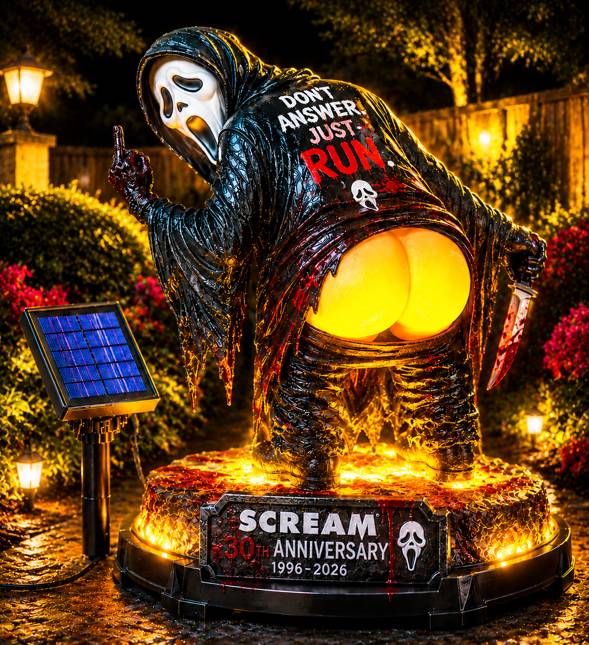 Solar-Powered SCREAM Guardian Statue
