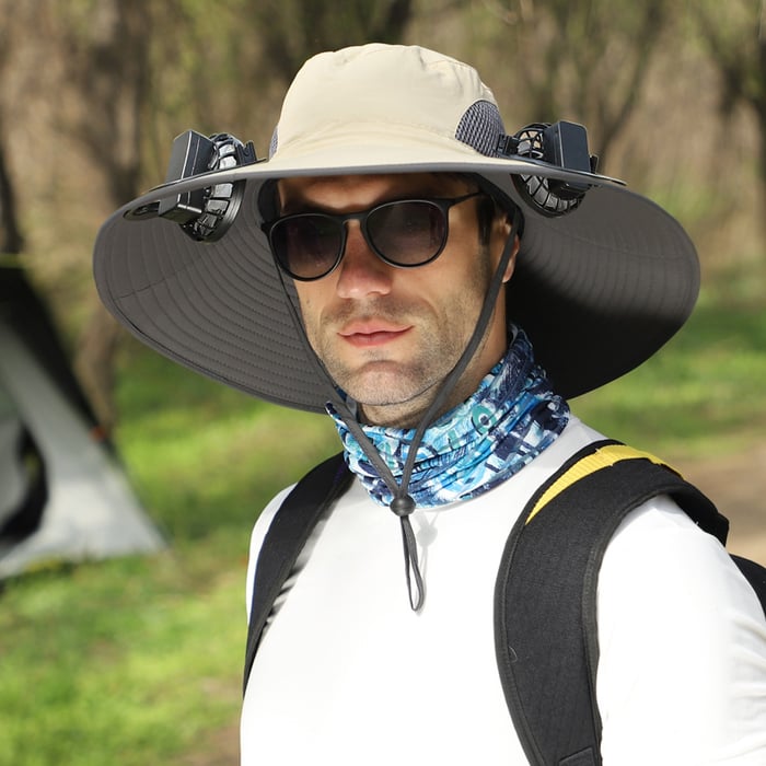 🔥Buy 2 Free Shipping-Outdoor Wide Brim Sun Hat with 2 Solar Fan -Solar & USB Charging