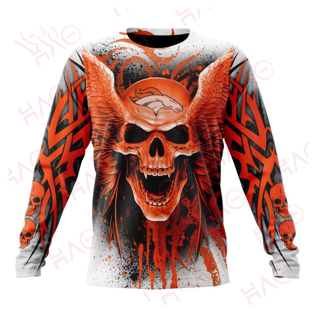 DENVER BRONCOS 3D HOODIE SKULL ART