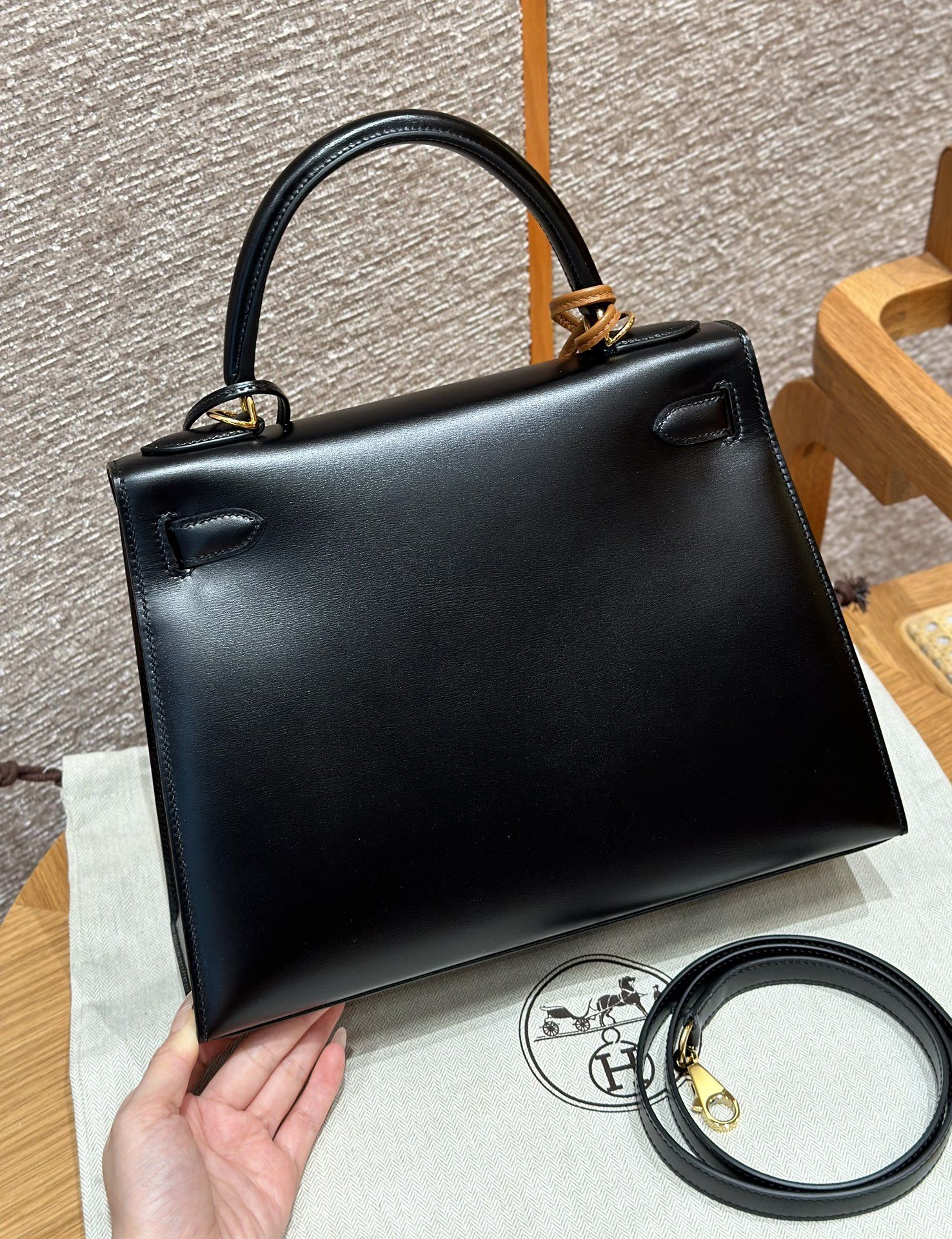 Hermes Kelly ck89noir handbag (handmade to order)