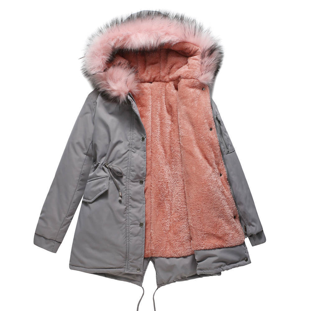 Mid-Length Hooded Parka Cotton-Padded Coat