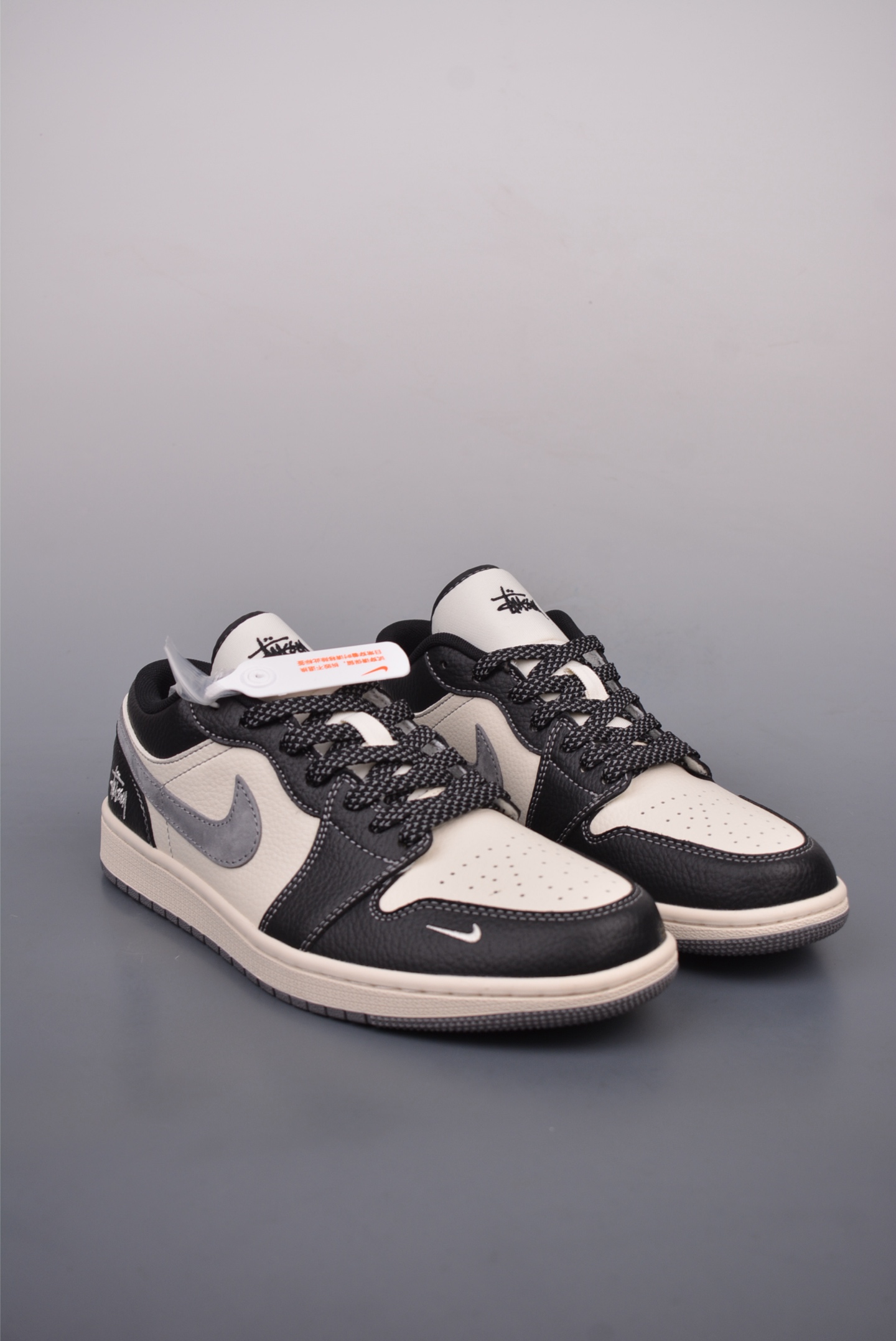 Stussy x Nike Air Jordan 1 Low OG Black, Grey and White XX3318-511