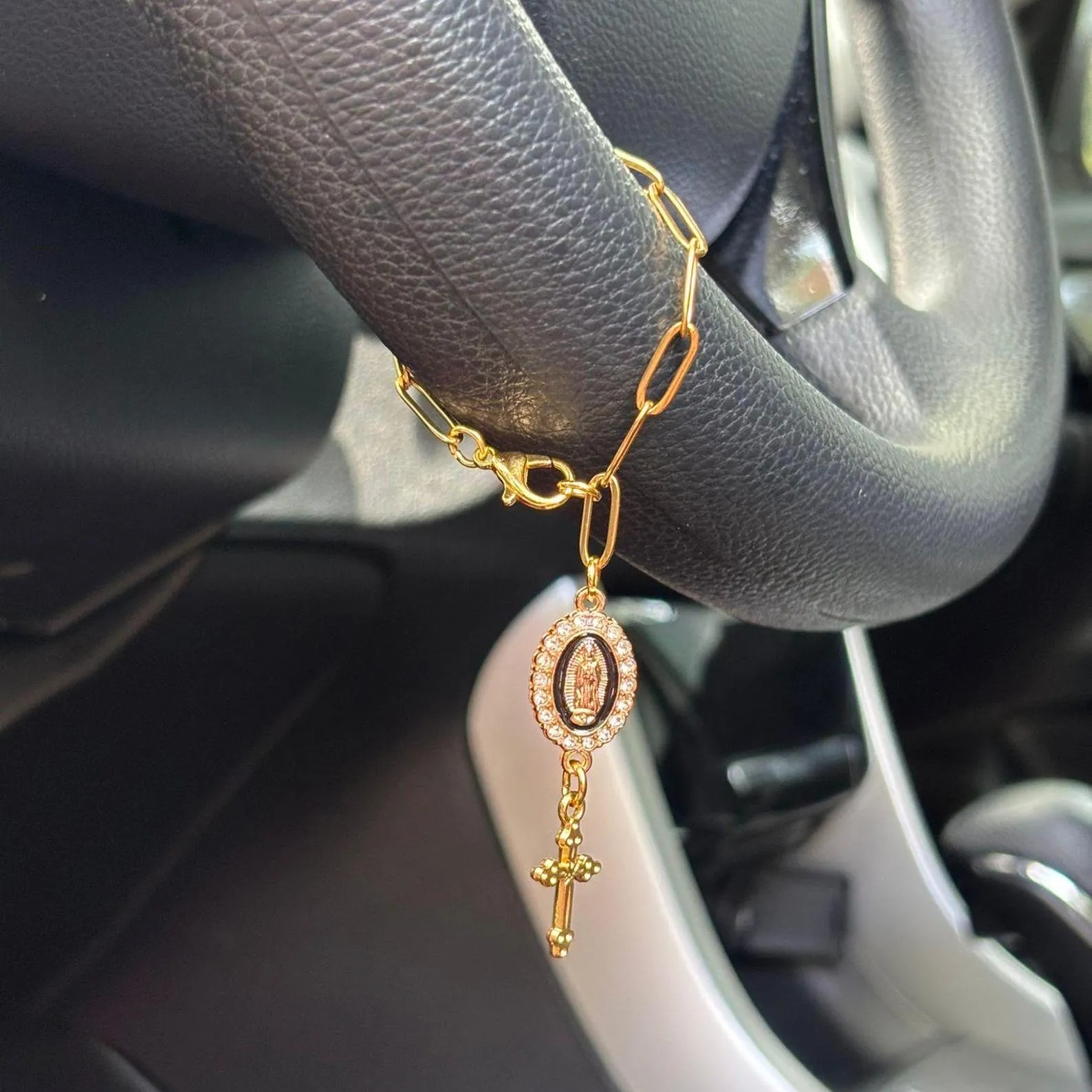 ✝️Pink Steering Wheel Rosary Charm Accessory