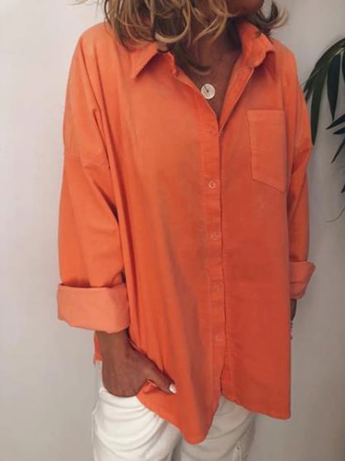 Women's Casual Pure Color Cotton Shirt