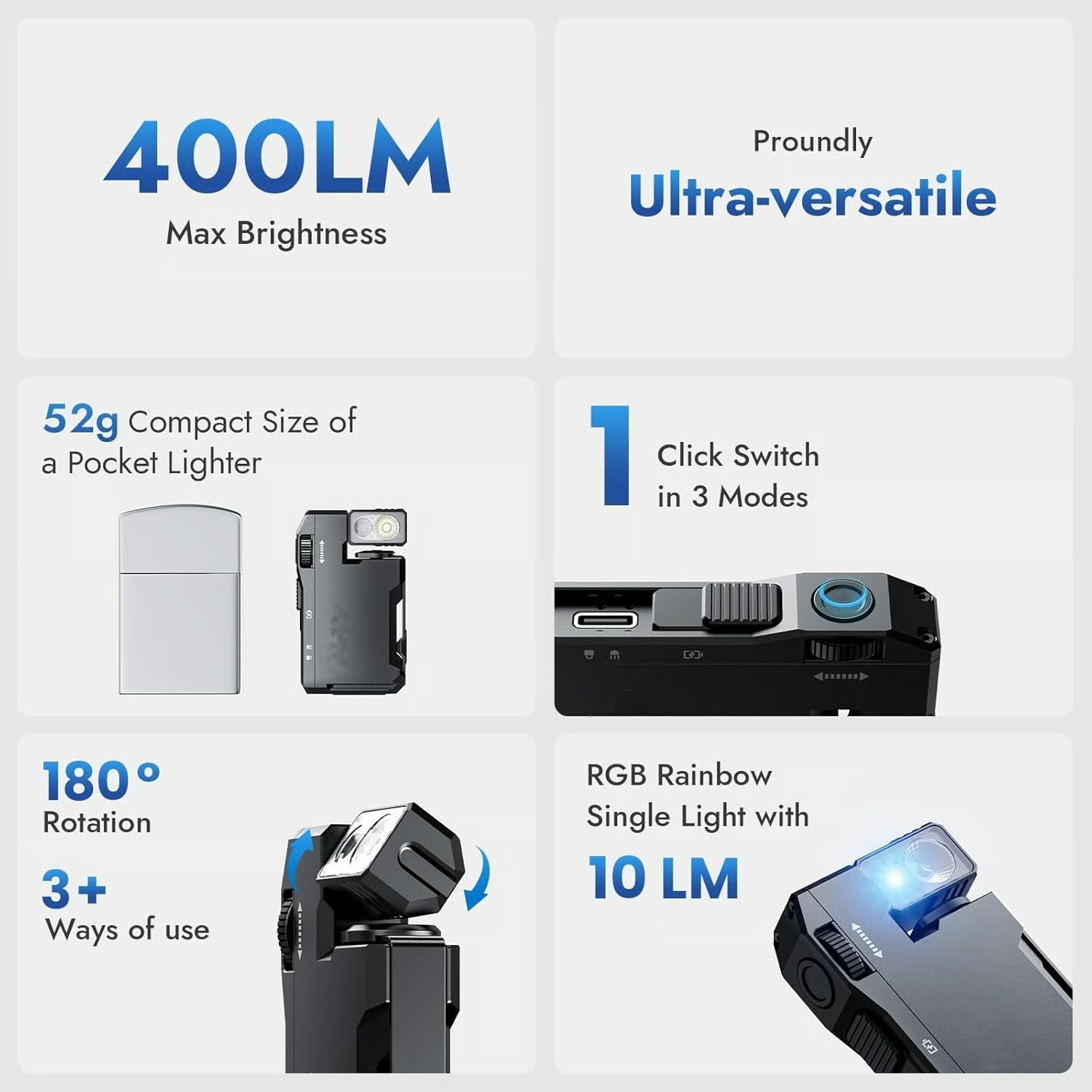 🔥Last Day 50% OFF -✨ WUBEN G5 EDC Flashlight 400 Lumens - RGB Light🔦