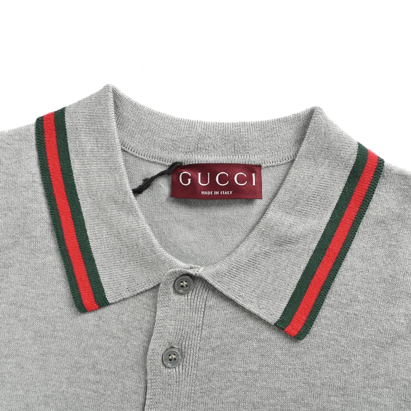 Gucci 25ss red and green striped silver thread knitted Polo short sleeve