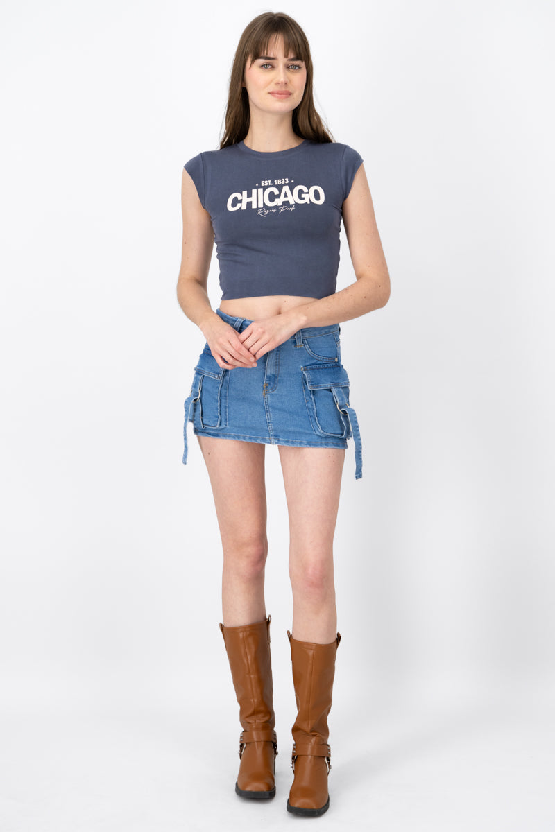 Straight Mini Cargo Skirt With Straps