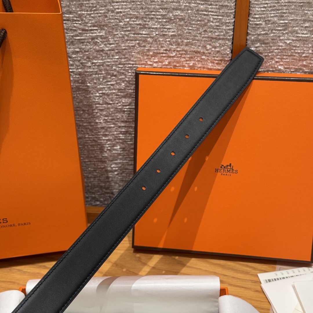 Hermès Top Grain Leather Double-Sided Pin Buckle Belt 3.2cm Width