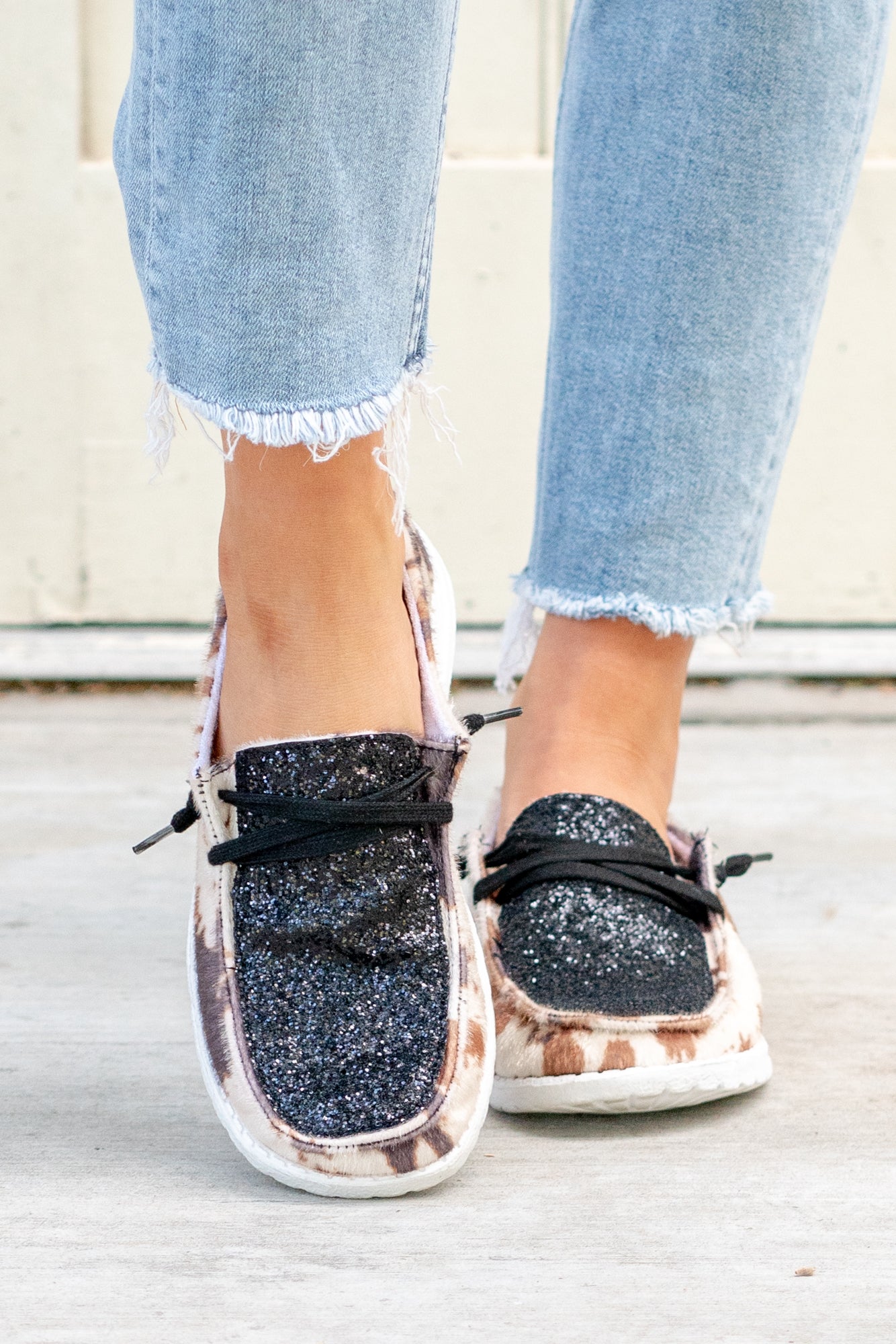 Fifer Glitterati Boat Shoes - Black
