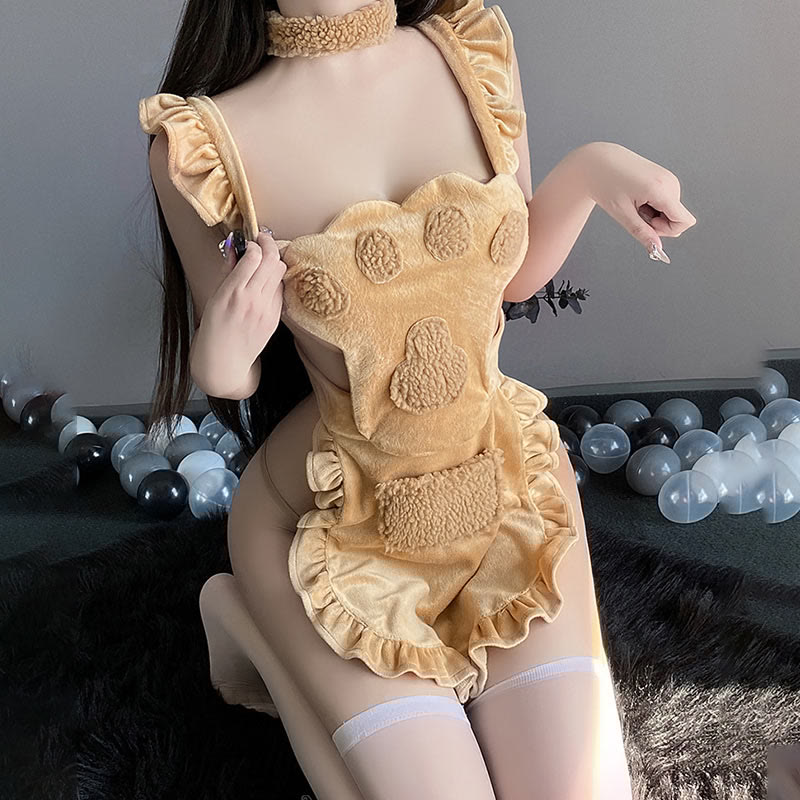 Sexy Bear Bow Backless Lingerie Set