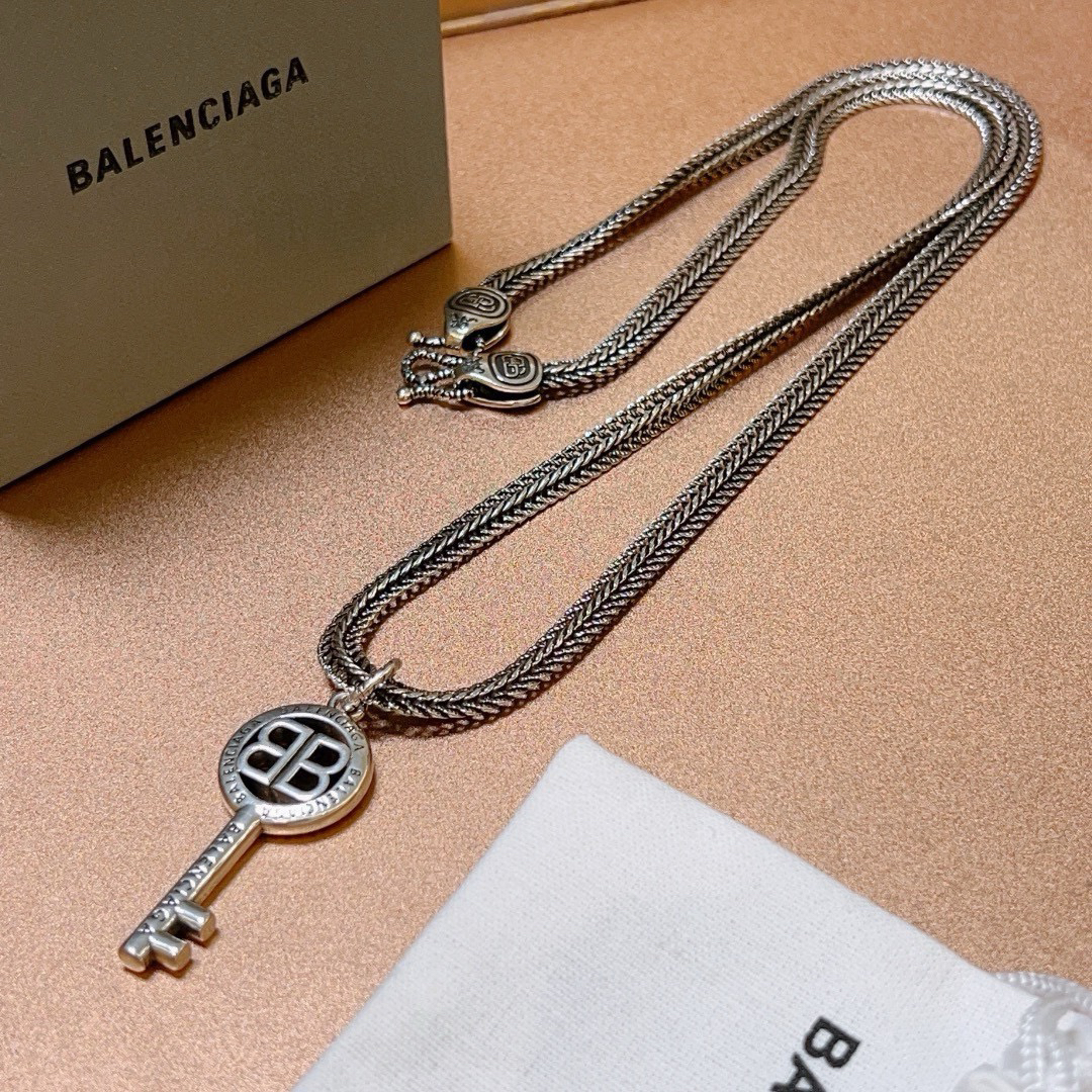 Balenciaga BB key chain necklace