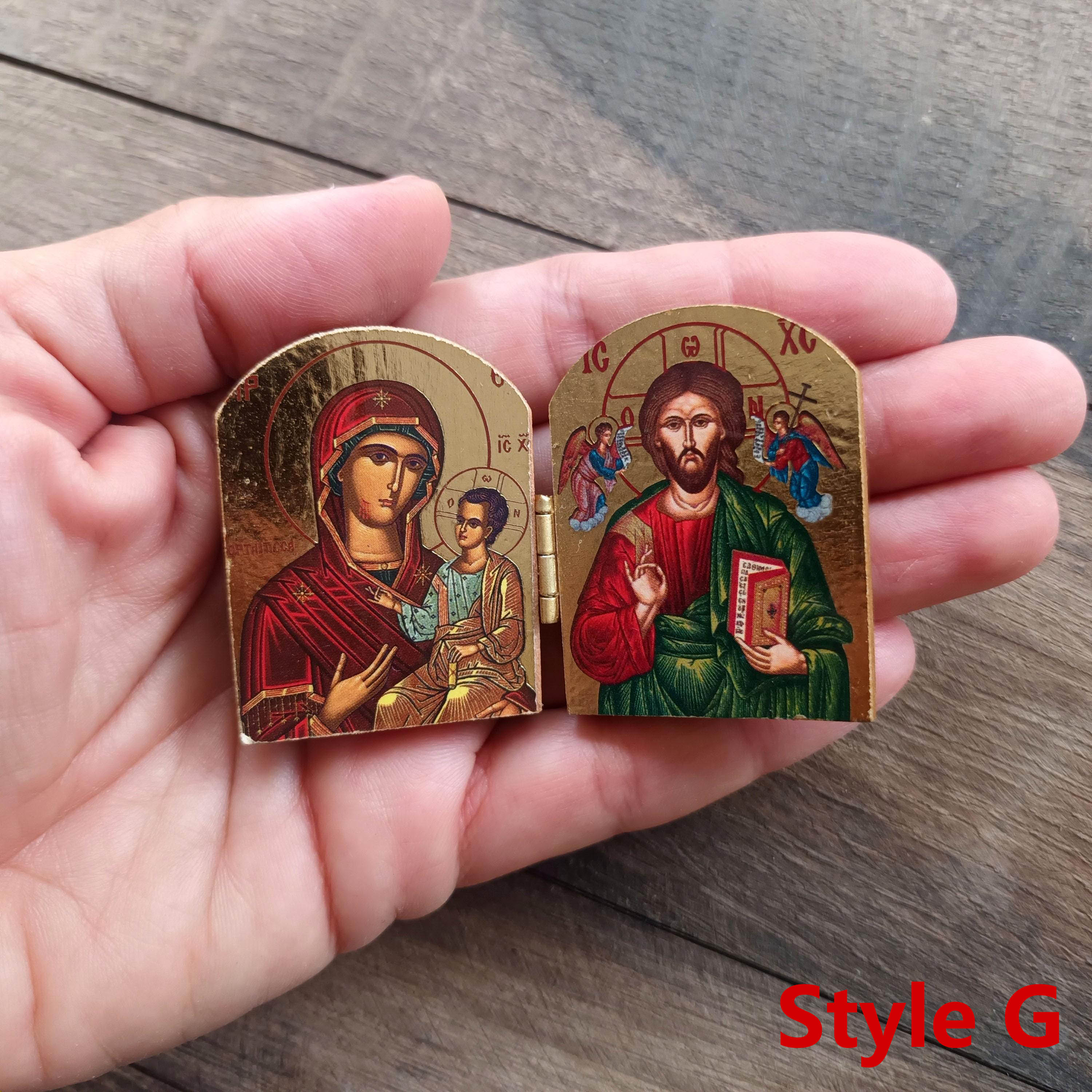 Mini diptych Orthodox icon | Christian religious office decor gift