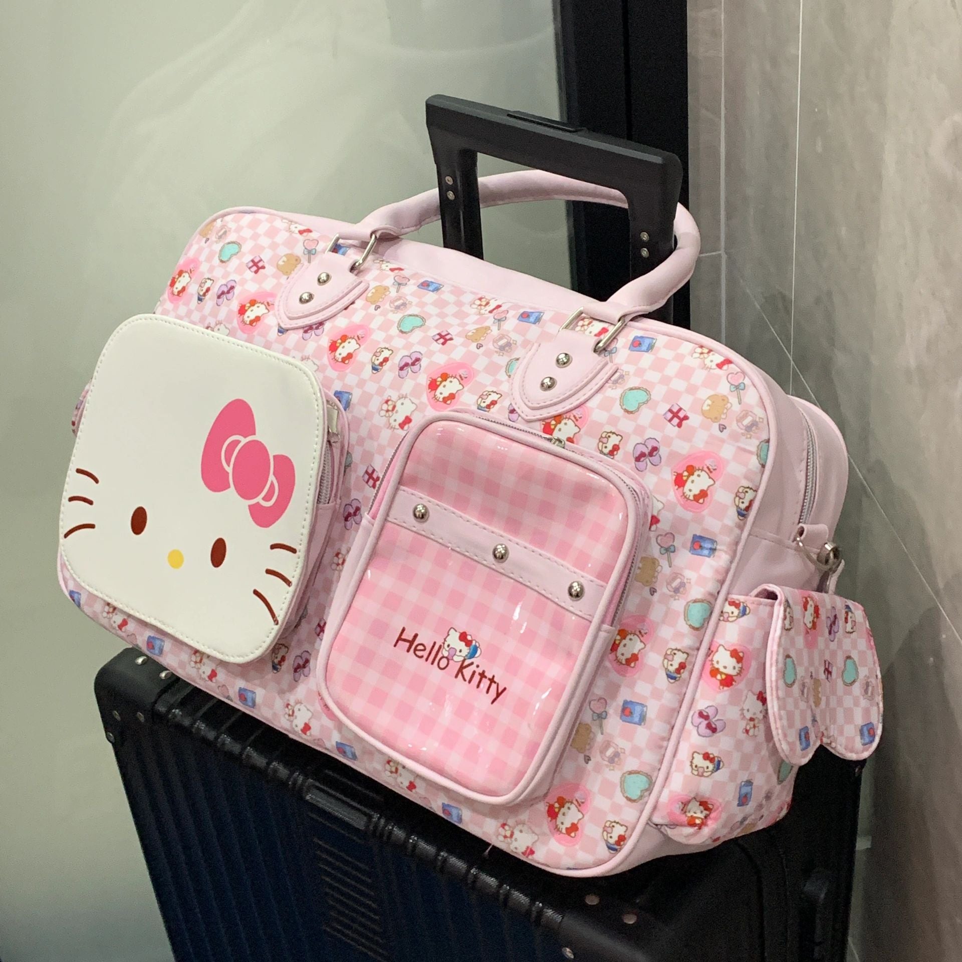 Sanrio Weekender Bag for Women Cute PU Large Travel Tote Bag Gym Duffel Bag