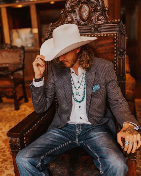 Men's Western Casual Dark Natural Texture Print Long Sleeve Jacket Blazer