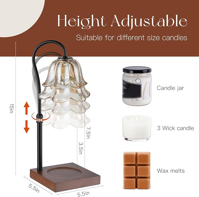 🔥Buy More Save More🔥Dimmable & Adjustable Height Flower Candle Warmer Lamp With Timer-Buy 2 Free Shipping
