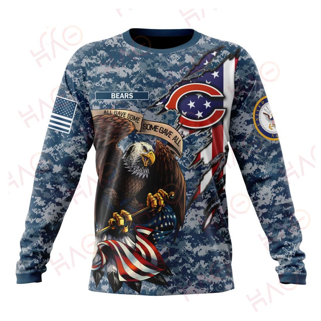 CHICAGO BEARS 3D HOODIE US NAVY VETERANS