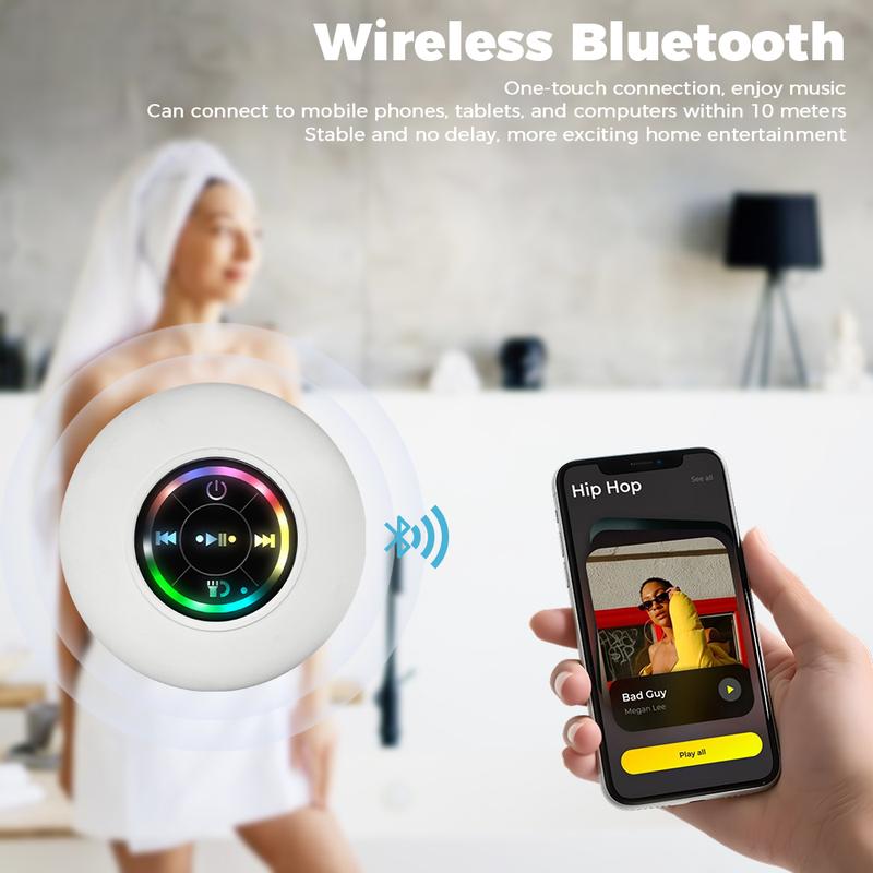 🔥Super Sale - 49% OFF🔥Waterproof Bluetooth Speaker with Suction Cup & LED Lights
