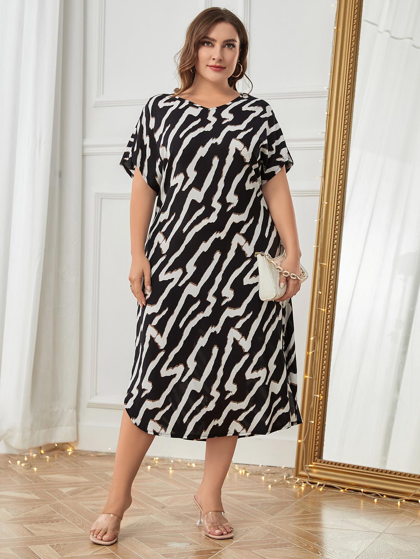 Plus Size Pajamas Women Spring Summer Plump Girls Casual Short Sleeved Nightdress Women