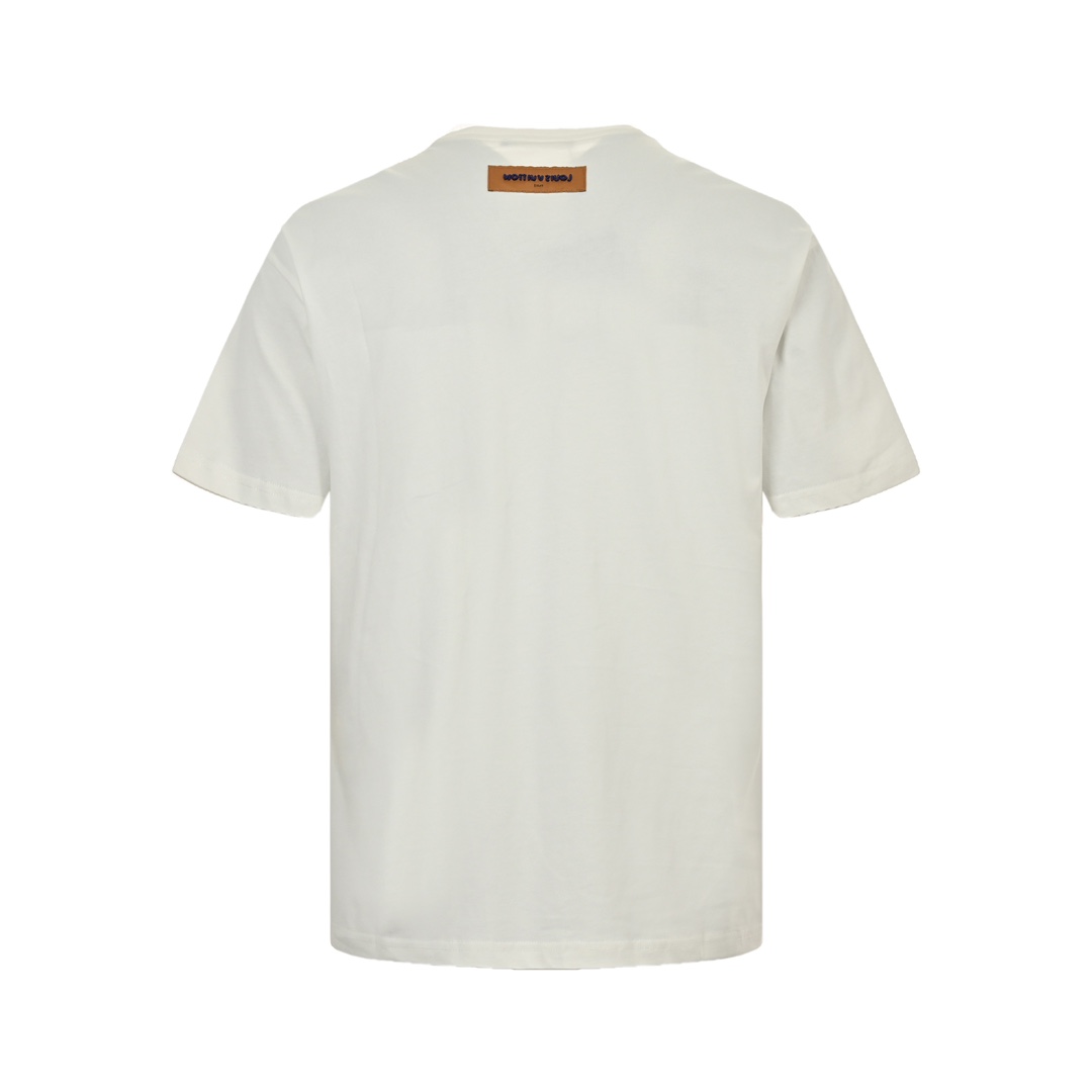 Louis Vuitton 24ss heavy beaded letter embroidered short sleeve