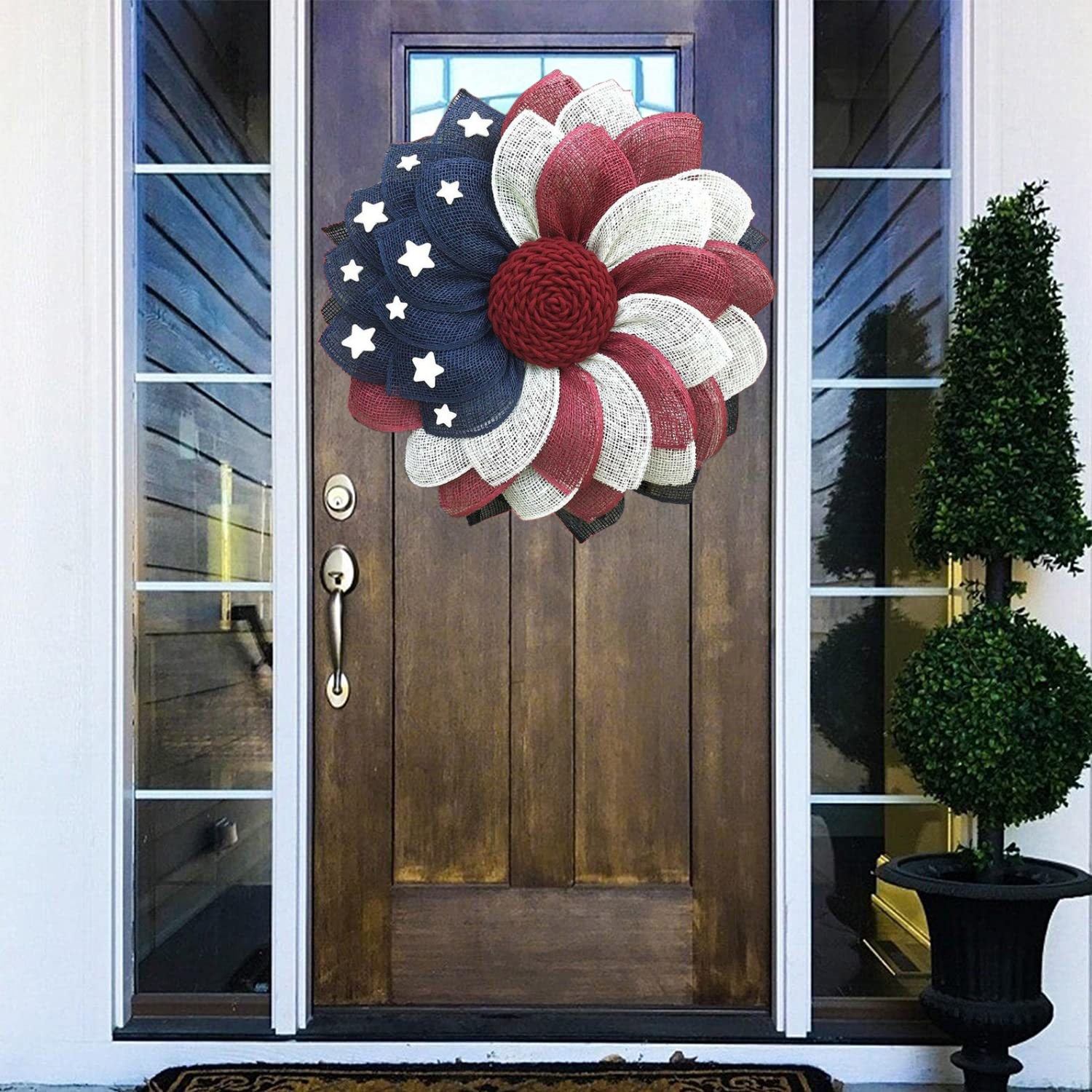 🔥[SAVE 50% OFF]-- 45CM/18 Inch American flag independent sun flower Wreath-BUY 2 FREE SHIPPING