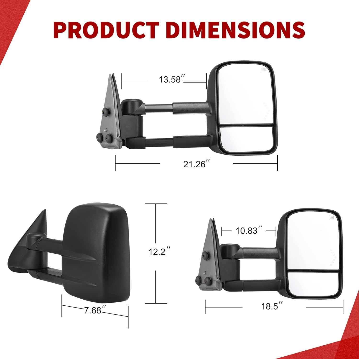 YITAMOTOR Compatible with 2003-2006 Chevy Silverado Tahoe GMC Sierra Extendable Tow Mirrors
