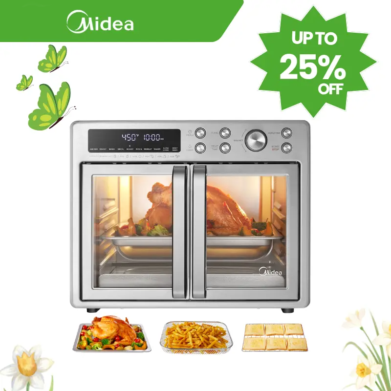 [2026 Kitchen Hack]  Flexify French Door Air Fryer Toaster Oven Combo 26.4 QT, Extra Large Countertop Air Fryer Oven 10-in-1 Combo 25% Faster Cooking & 90% Less Oil, Elegant Design Convection Fan, Gift of the Season