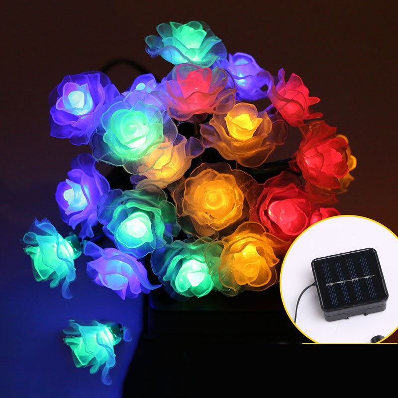 1pc, LED Outdoor Waterproof Color Lamp, Simulation Rose Flower Decorative Color Lamp, Solar Rose Lamp, String Light Spring Decoration