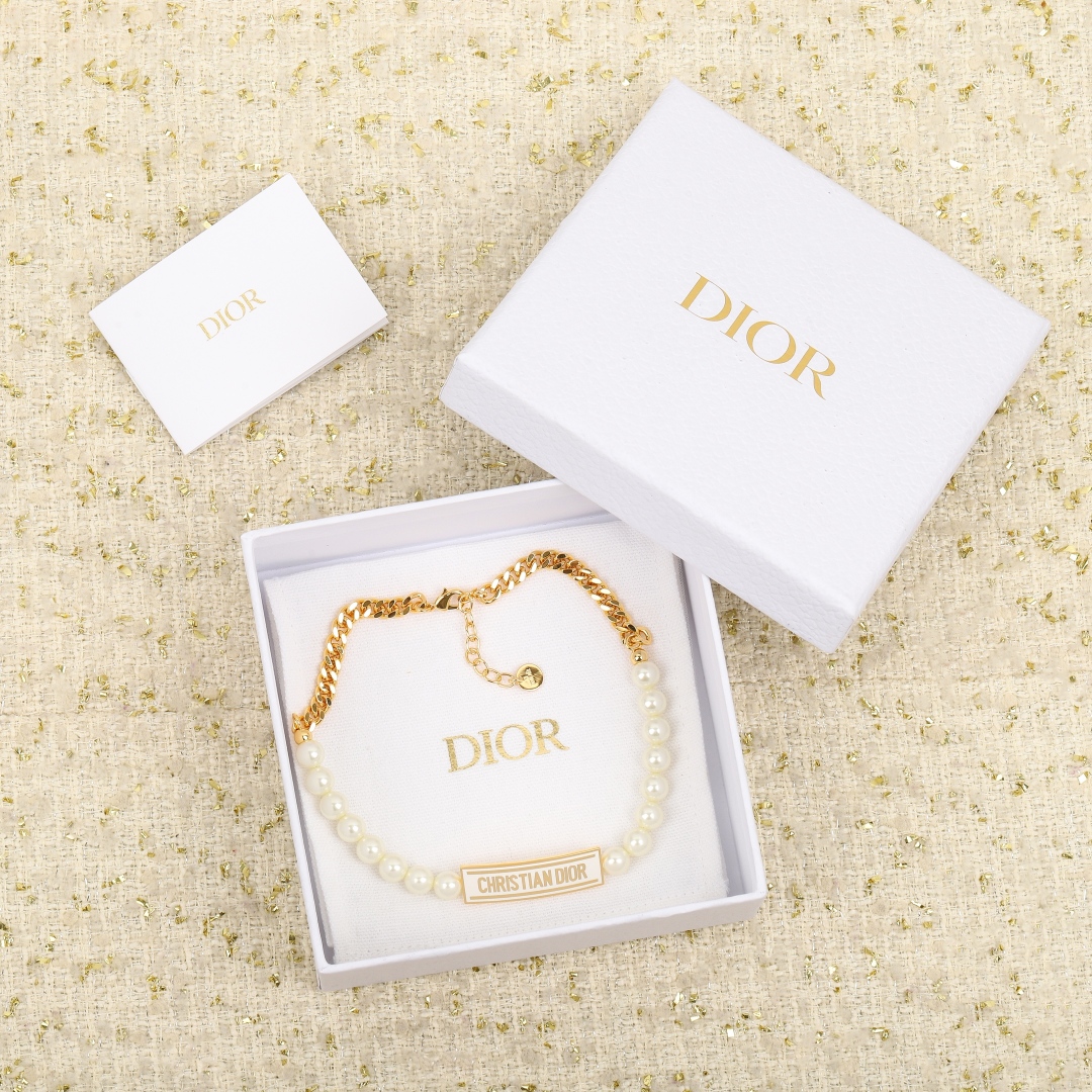 Dior monogram pearl necklace