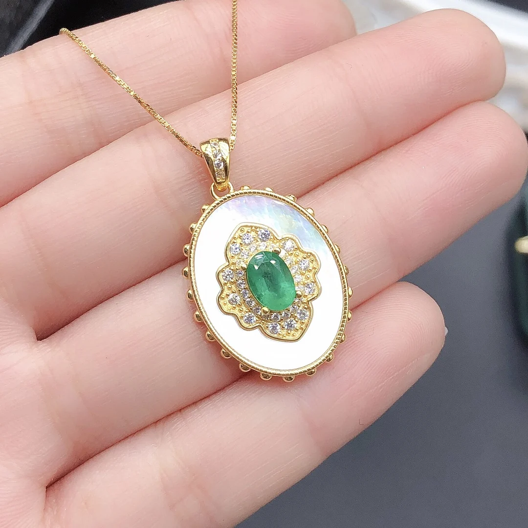 925 Sterling Silver Natural Emerald Green Women's Necklace Christmas Pendant Necklace Gem Jewelry Certified Free Shipping
