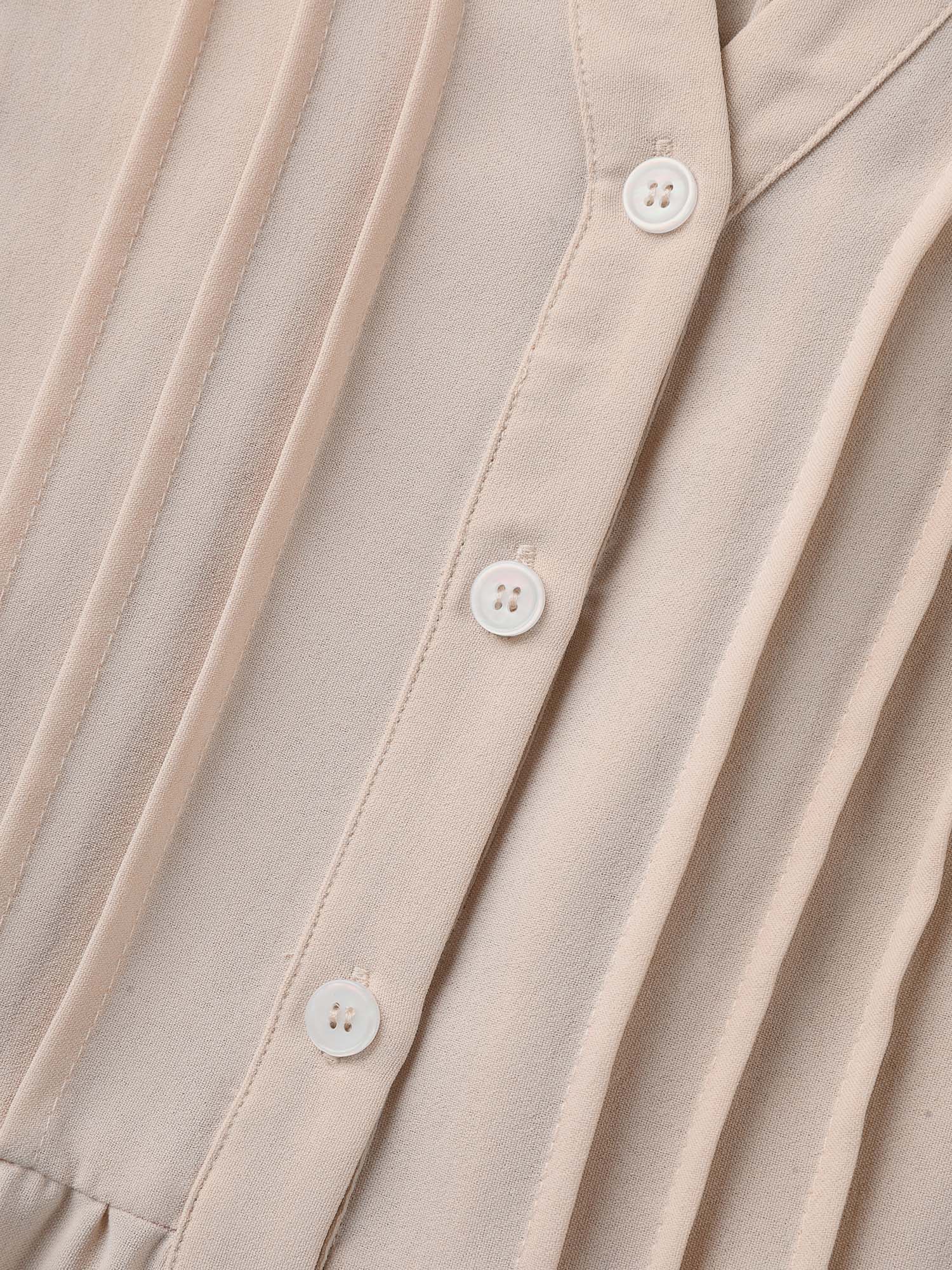 Toothpick Pleats Tab Sleeve Long Blouse