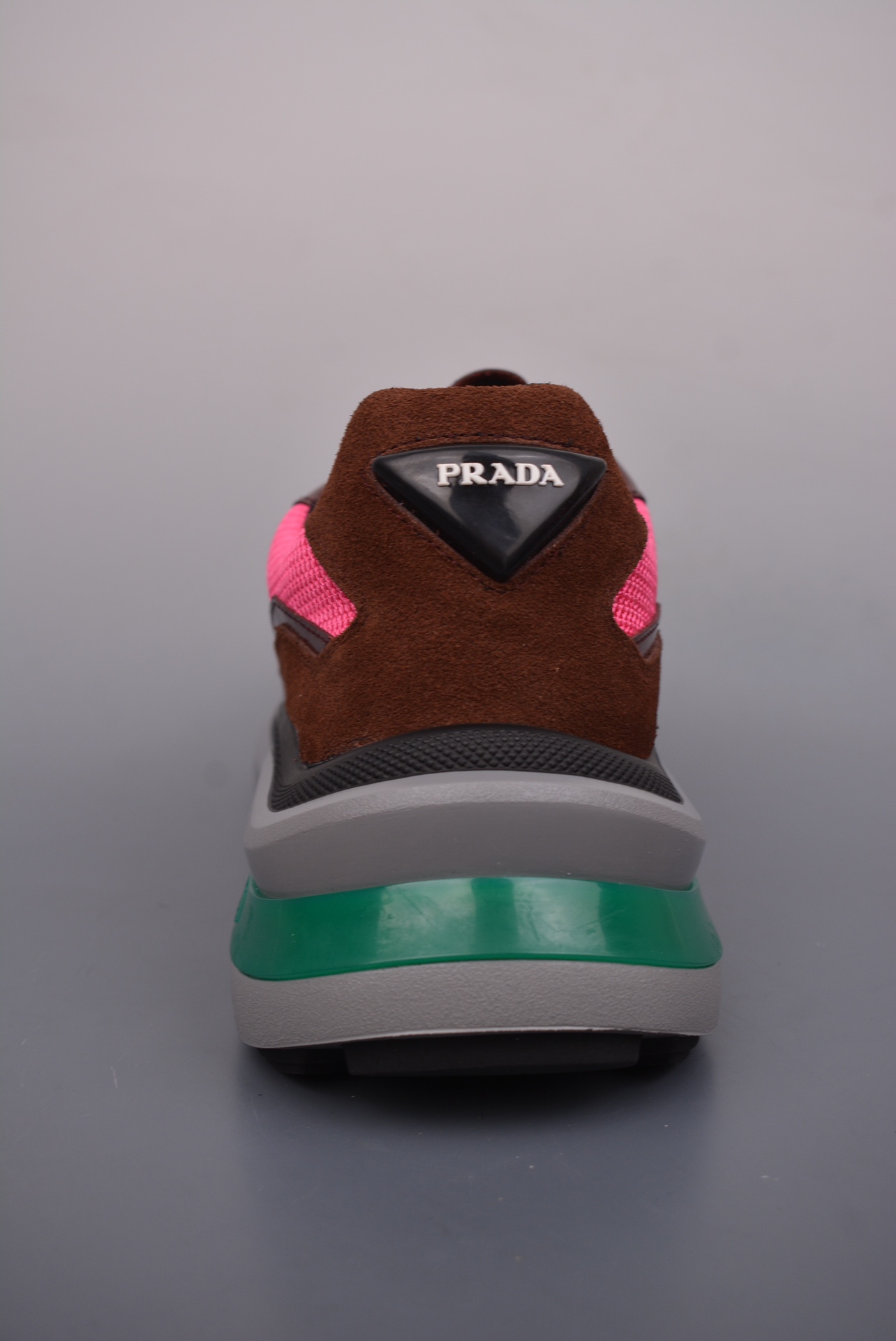 Prada Men's New Thick-soled Stitching Sneakers Burgundy Pink
