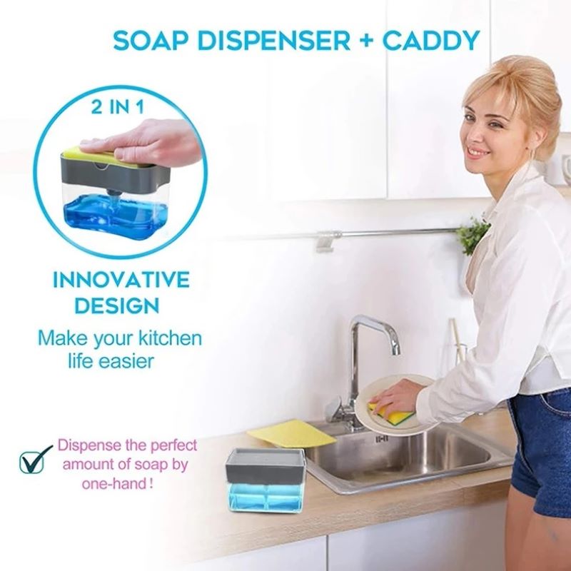 🔥45% OFF Last Day Sale -Soap Pump Dispenser With Sponge Holder-BUY 2 GET 1 FREE
