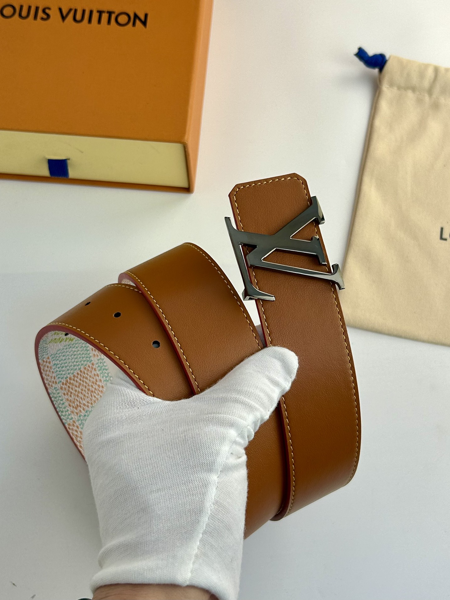 Louis Vuitton printed double-sided cowhide men's belt, 4CM wide