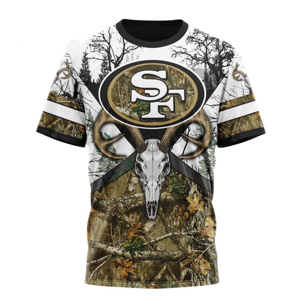 SAN FRANCISCO 49ERS DEER SKULL AND FOREST 3D HOODIE