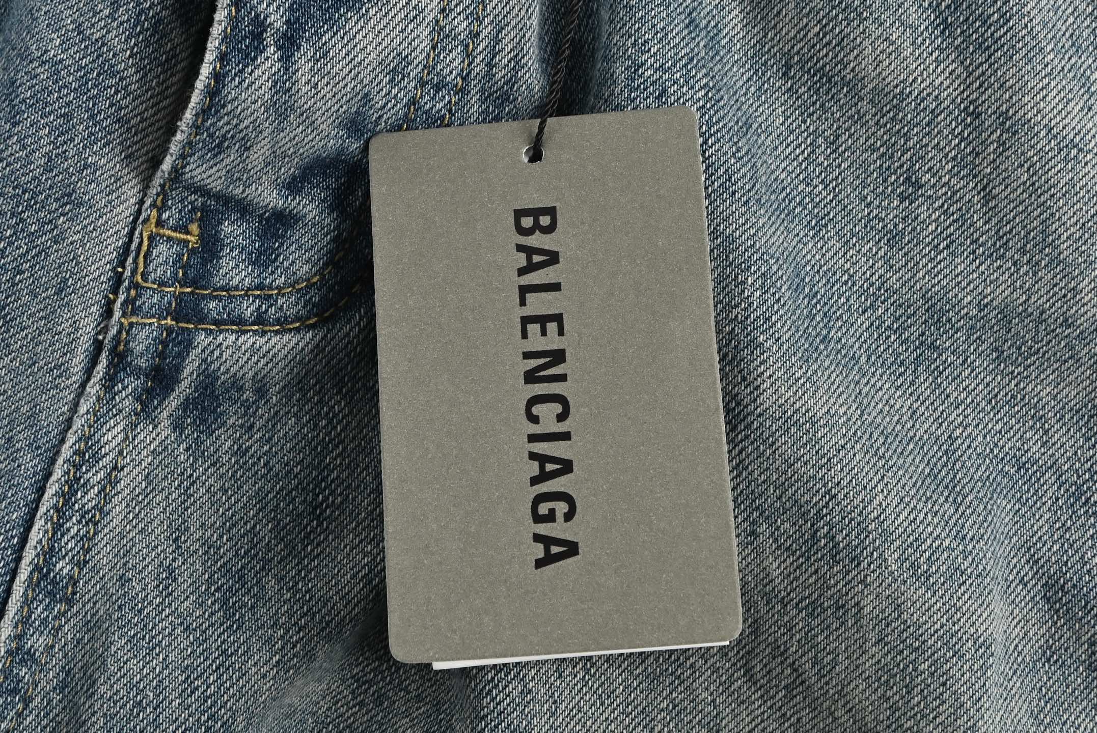 Balenciaga 25ss belt washed damaged jeans