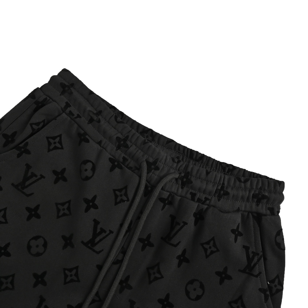 Louis Vuitton 24Fw all over monogram flocked print trousers
