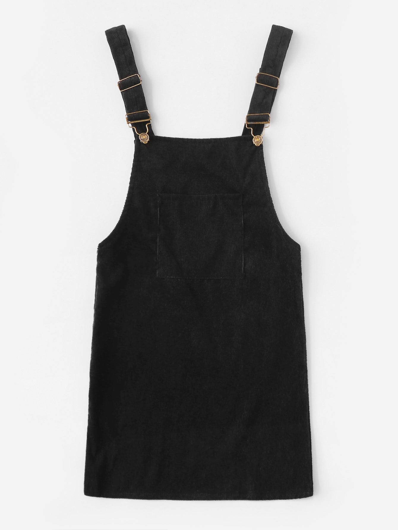 Pocket Front Solid Pinafore Dress