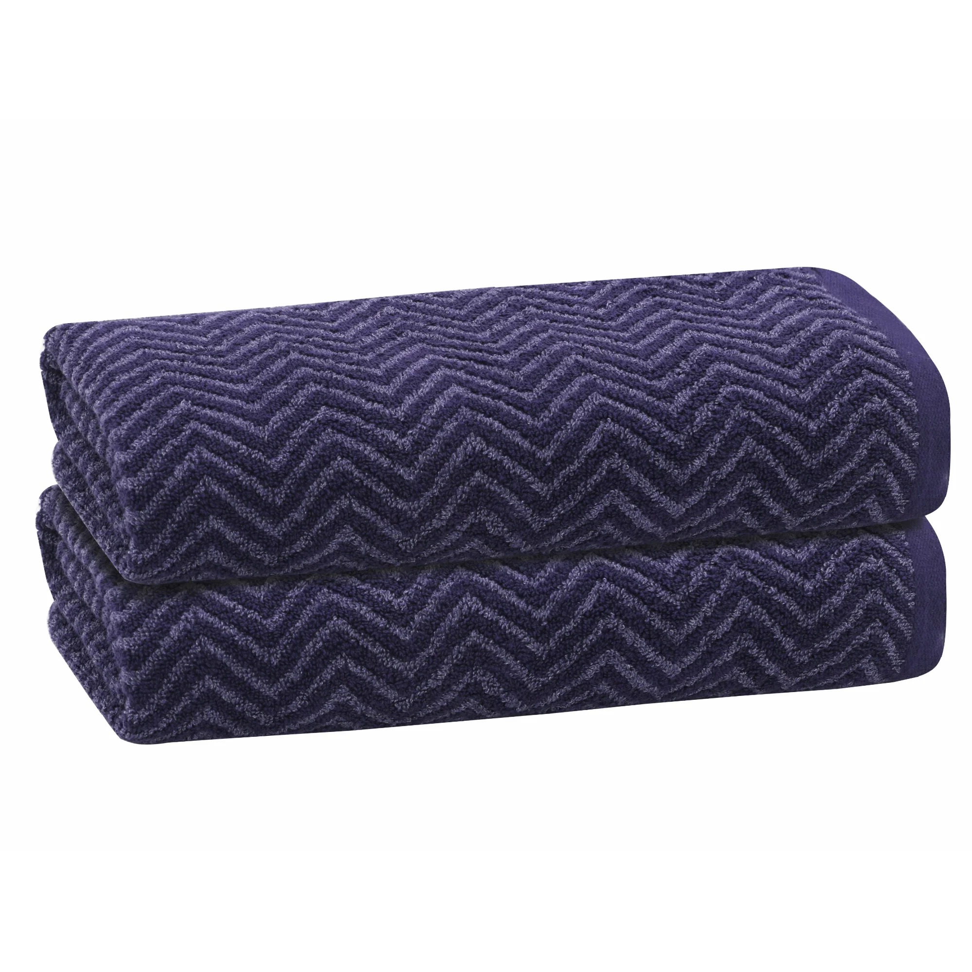 PREMIUS 2 Pack Chevron 100% Cotton Yarn Dyed Bath Sheet Towel, 32x64 Inches