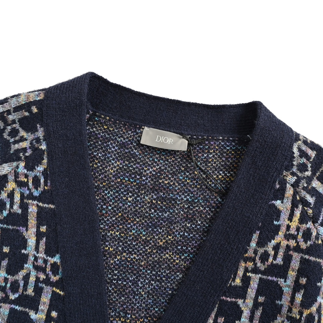 Dior 24Fw all-over monogram jacquard cardigan sweater