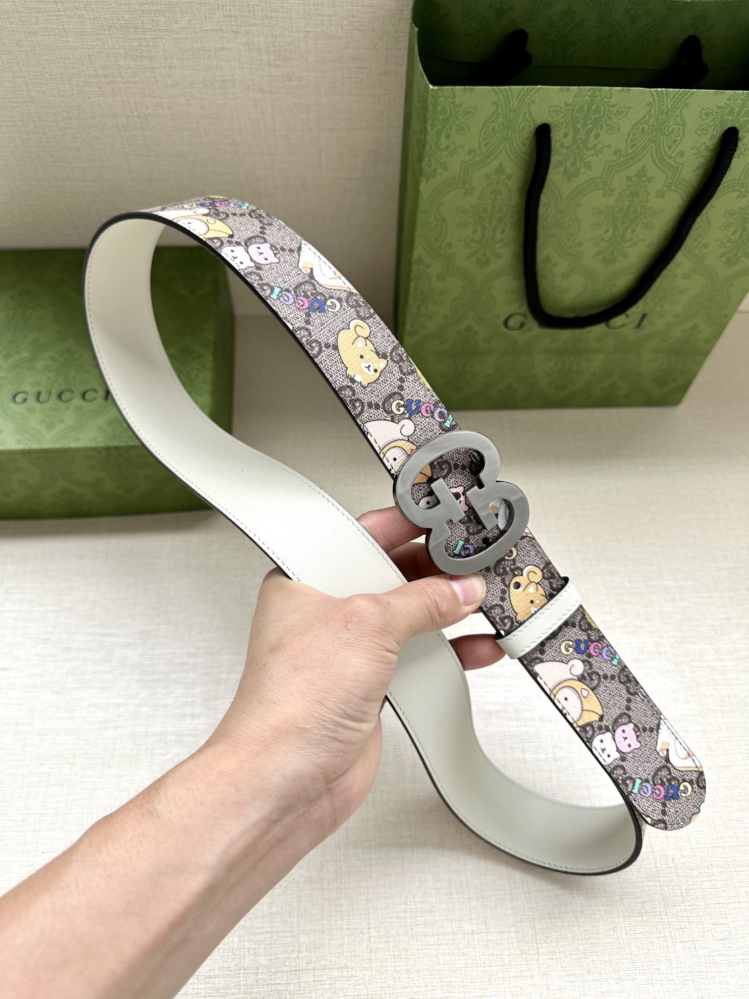 Gucci Marmont series printed leather belt width 3.8CM