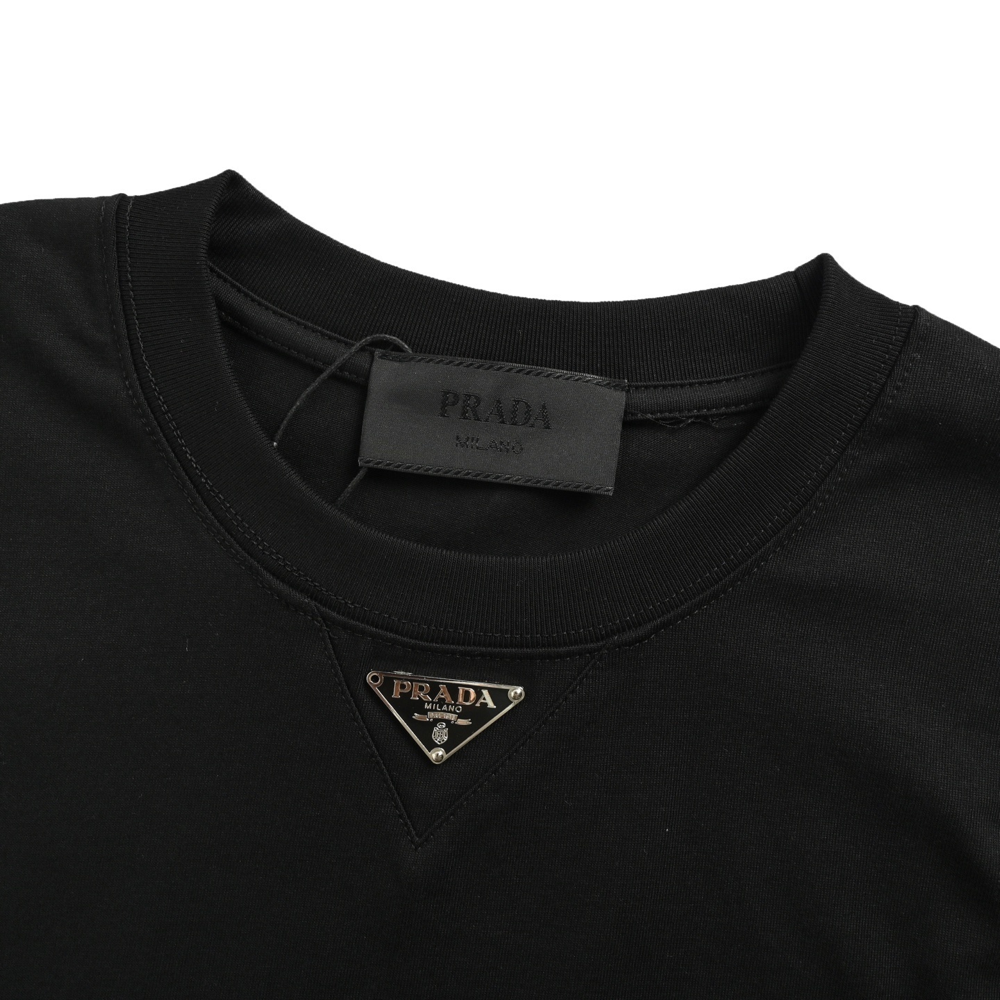 Prada 25Fw triangle logo long-sleeved T-shirt