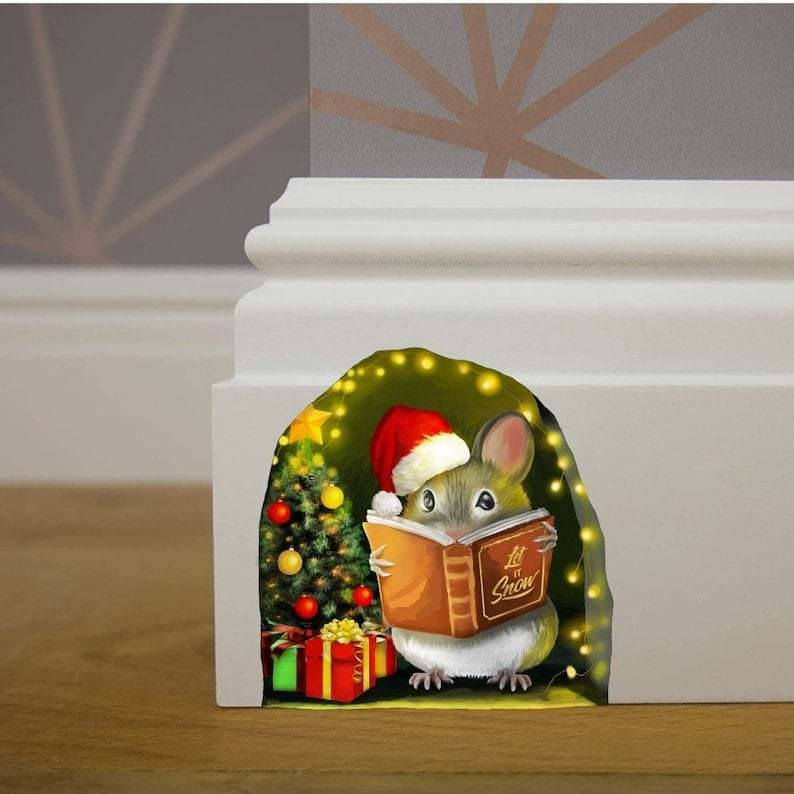 (2024 New Year Hot Sale)49% OFFCartoon Cute Little Mouse Hole Wall Stickers Creative Bedroom Bathroom Cute House Decoration