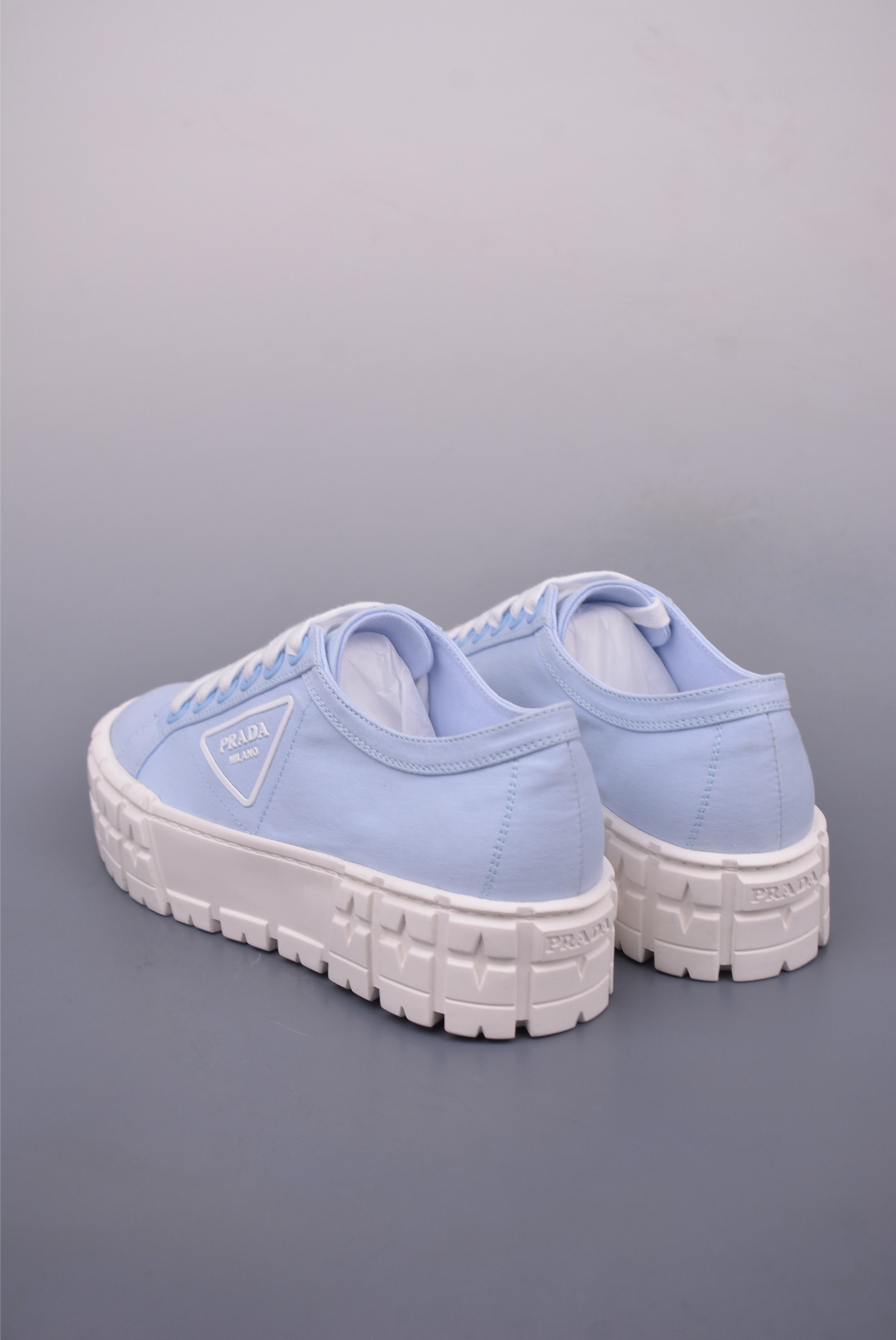 Prada Nylon Gabardine Low Sneakers Canvas Light Blue White SPAZZOL