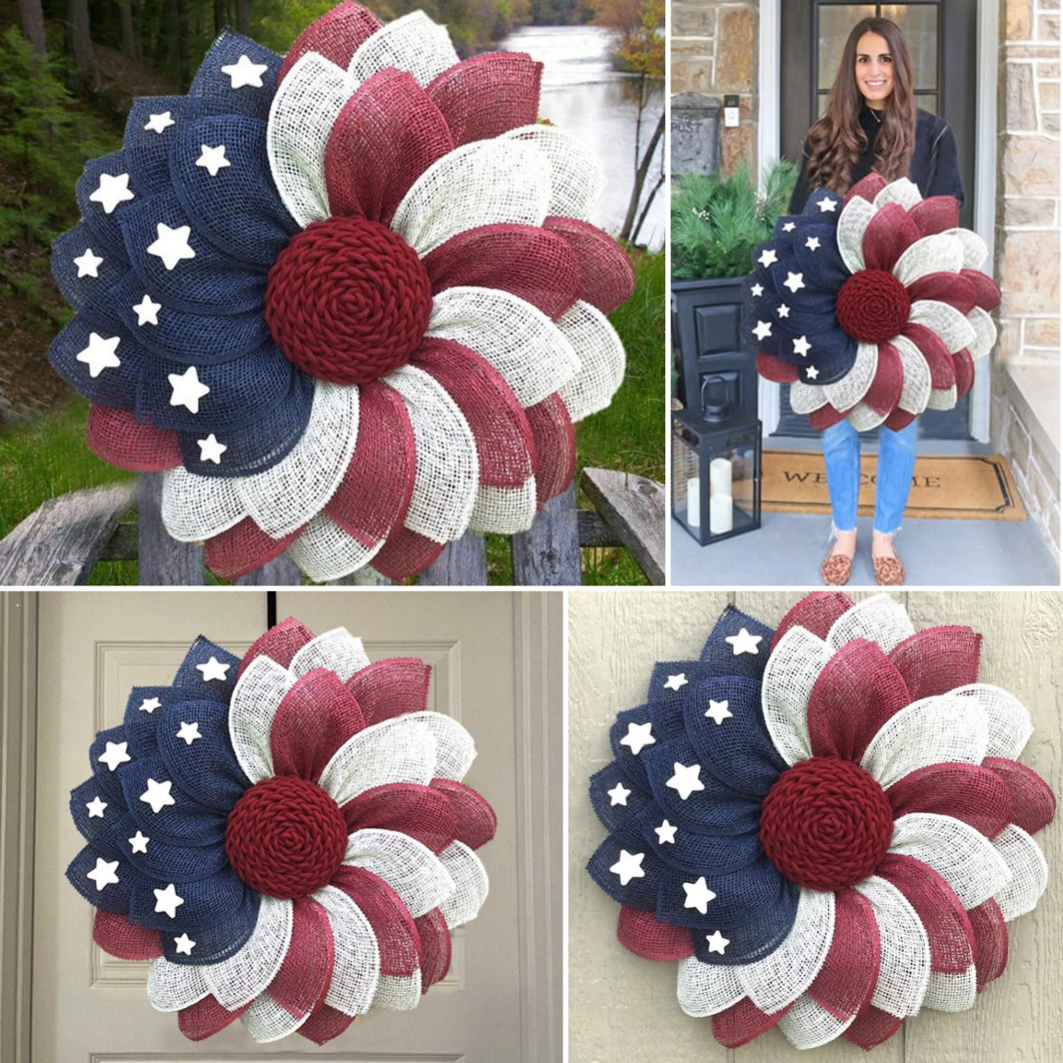 🔥ON SALE - 45% OFF🔥American Flag Independence Day Sun Flower Wreath