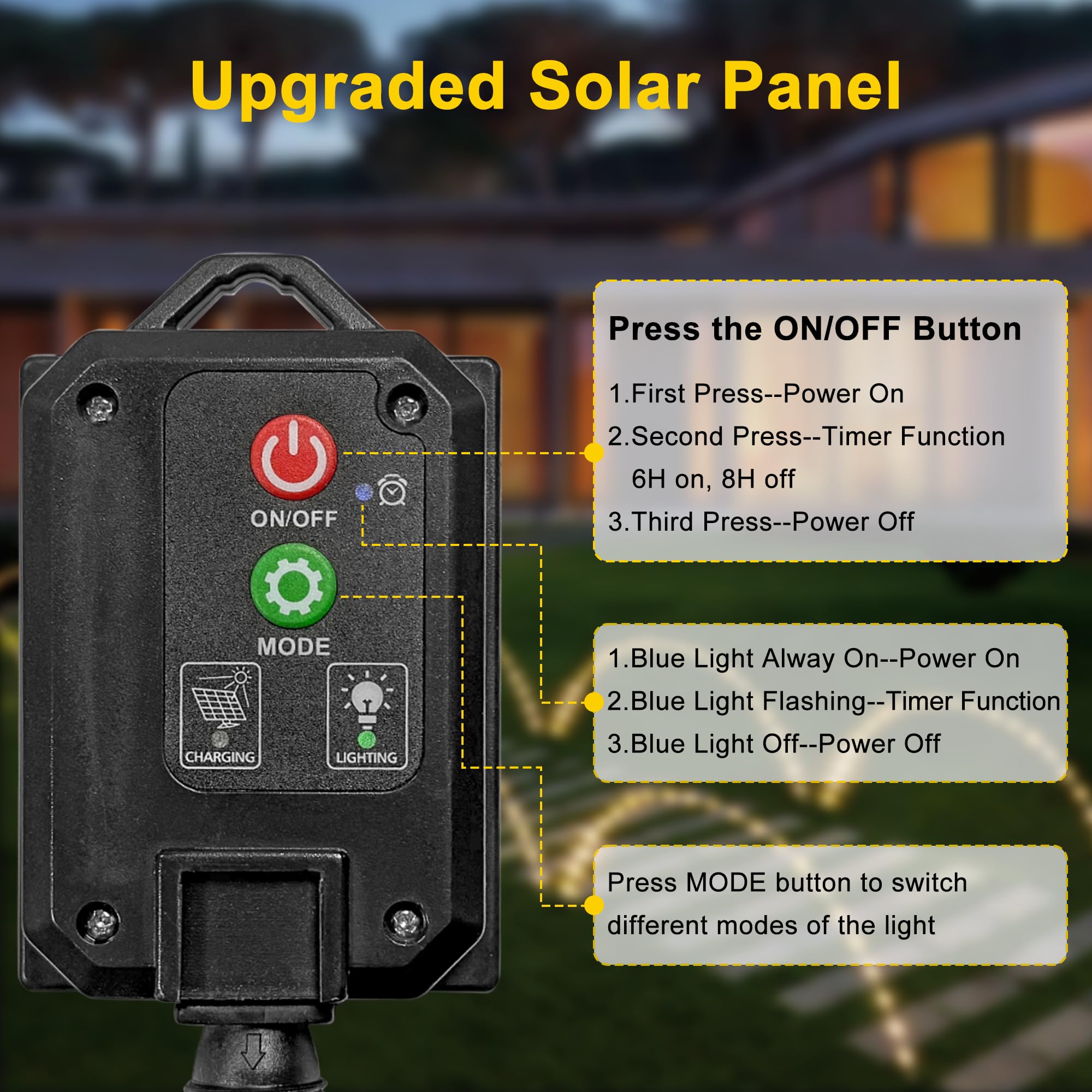 5-in-1 Solar Pathway Lights, Outdoor Waterproof, 120 LEDs, 8 Lighting Modes