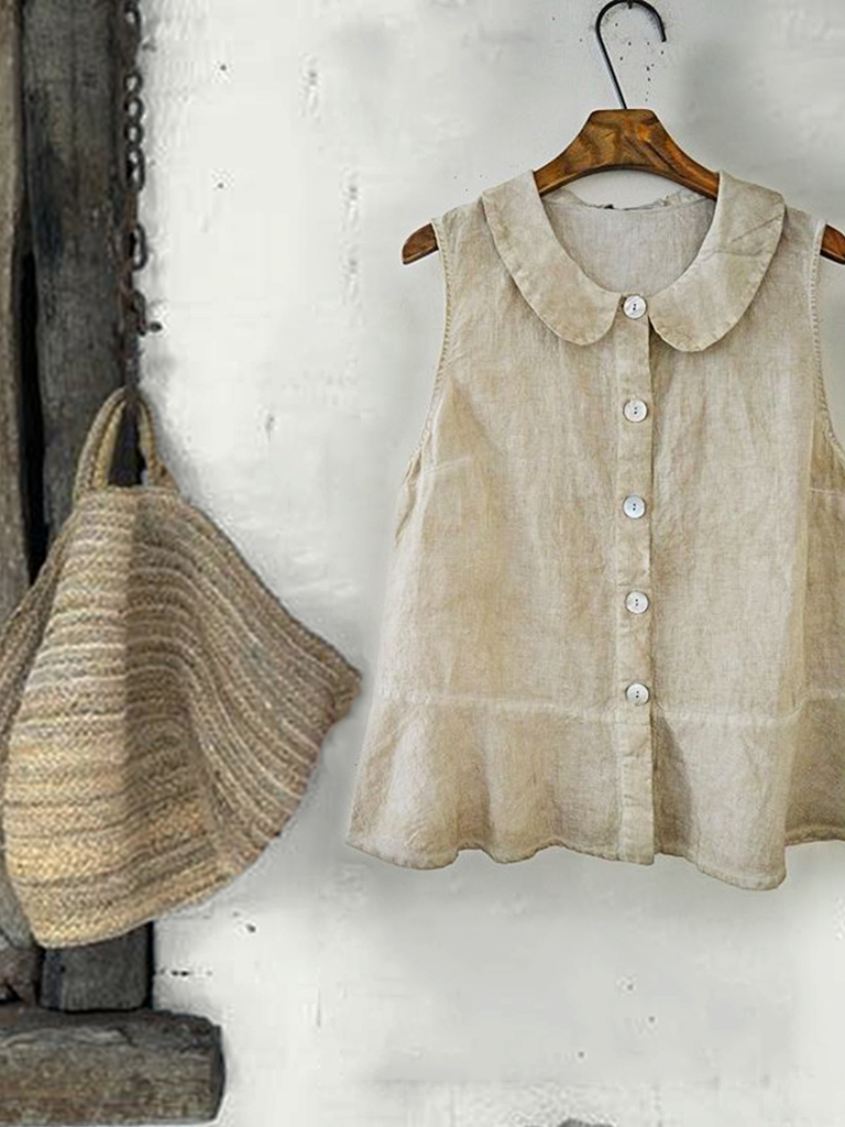 Vintage Peter Pan Collar Buttonthrough Tank Top