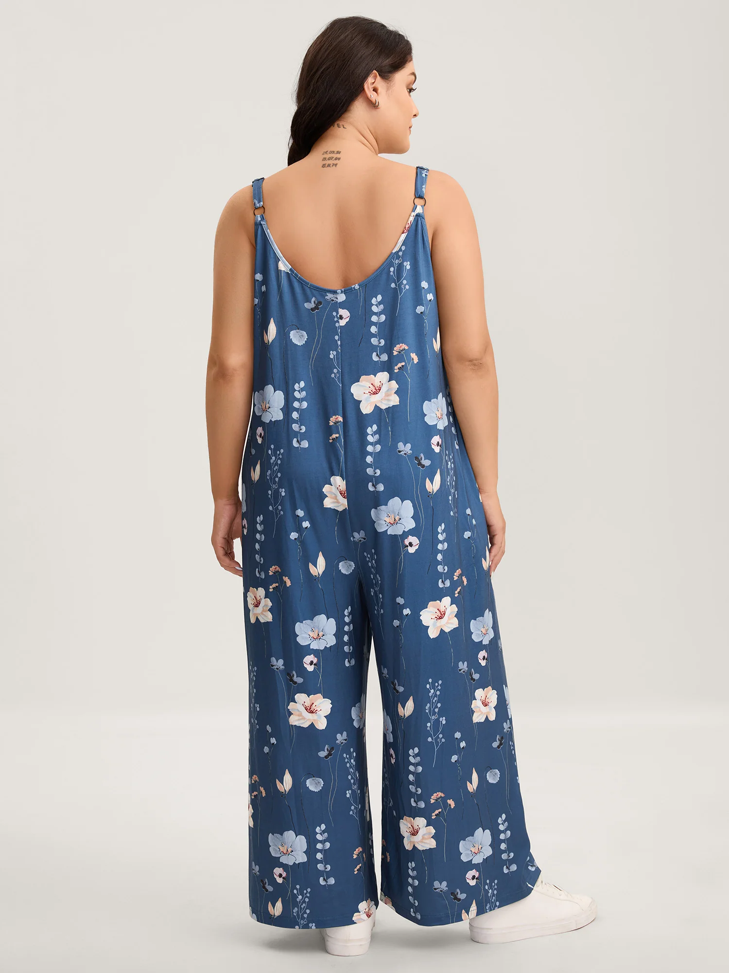 Stretchy Lined Floral Print Cami Jumpsuit